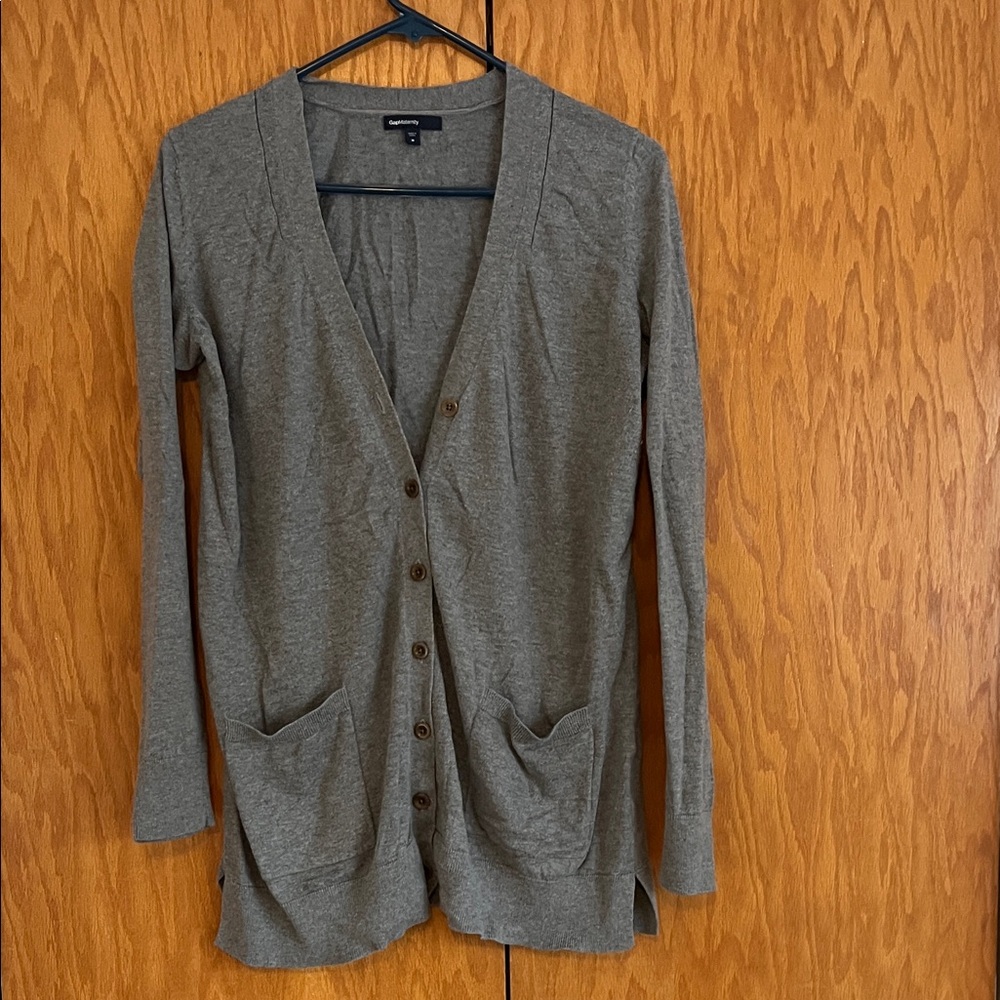 Gray Gap Button-Up Maternity Sweater